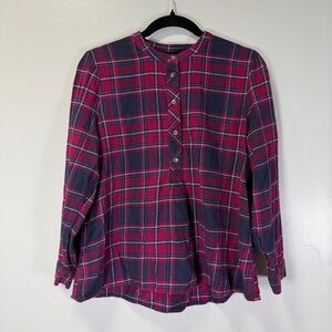 Lucky Brand Red and Blue Plaid Cotton Shirt Sz Medium‎